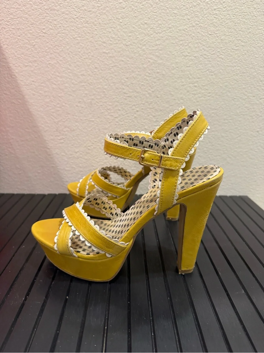 Chartreuse (yellow/green) Platform Ankle-Strap Women’s Sandals